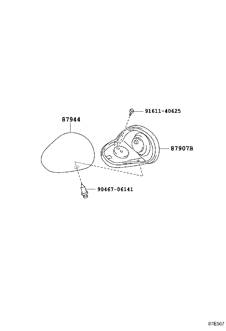 87947-90K03 MIRROR, OUTER REAR VIEW, LH product image