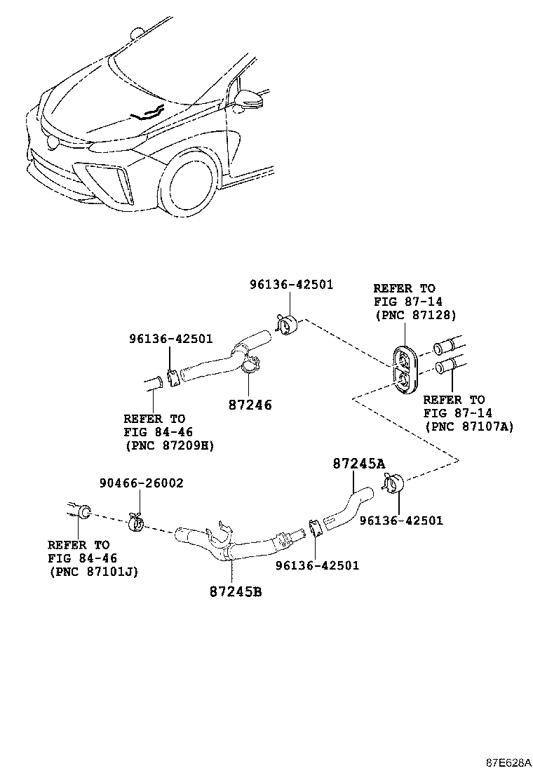 Toyota 87245-62050 HOSE, HEATER WATER, INLET A