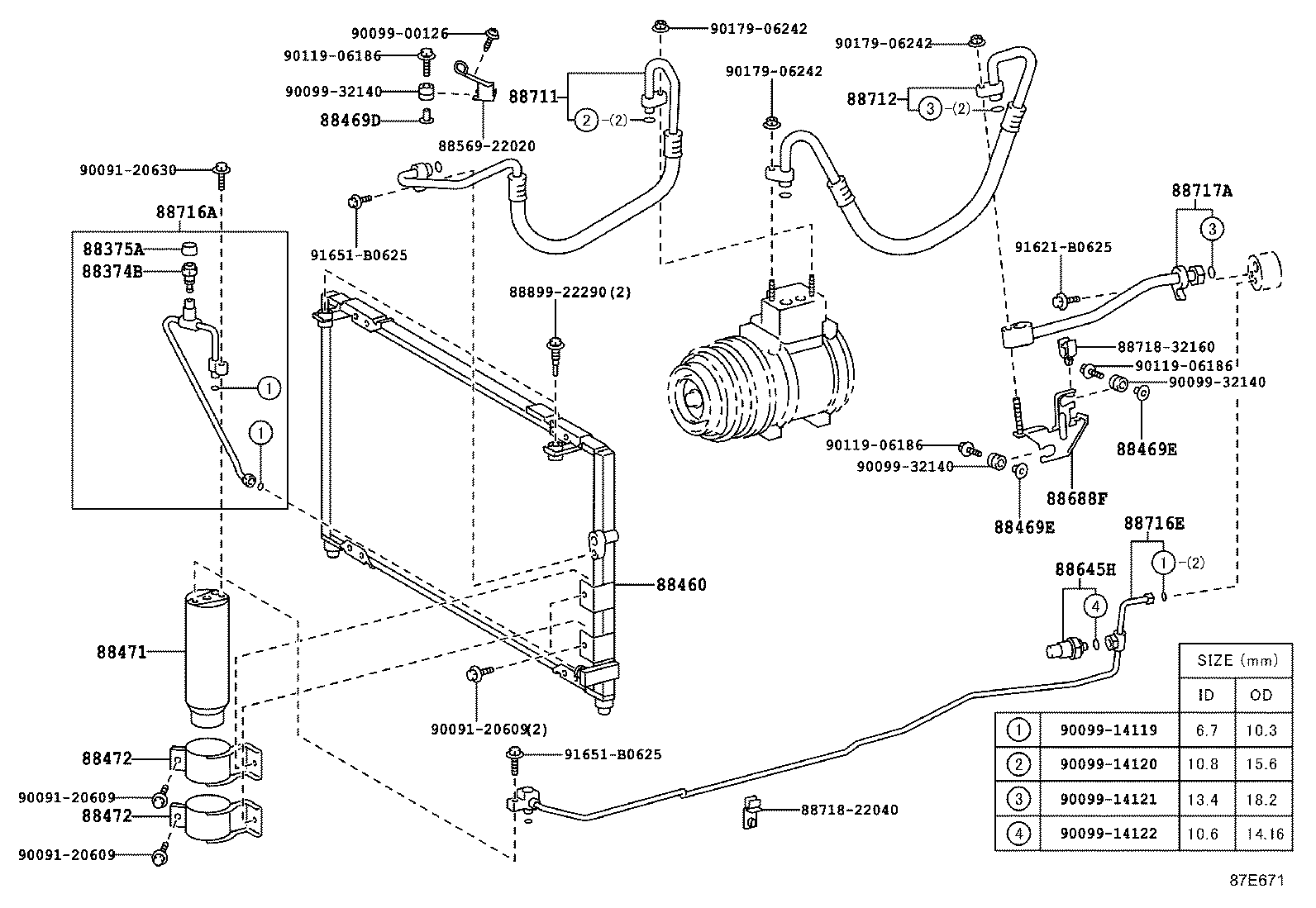 88711-22840 HOSE, COOLER REFRIGERANT DISCHARGE, NO.1 product image