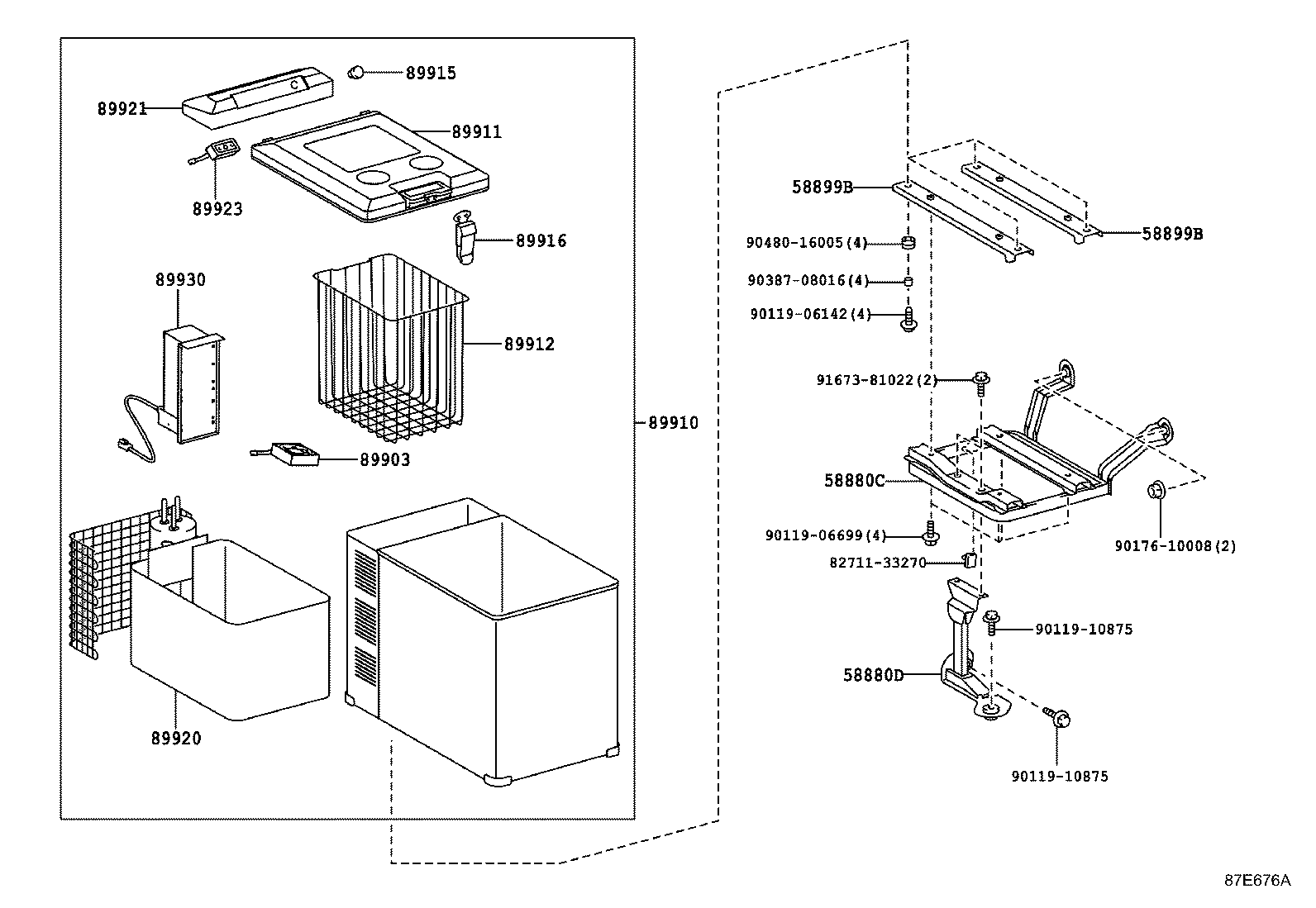 58880-36070-B0 LEG ASSY, COOLING BOX, NO.2 product image