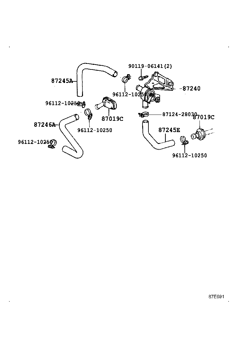 87245-2A290 HOSE, HEATER WATER, OUTLET A product image