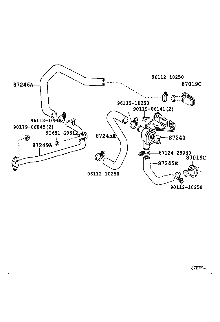 87245-2A290 HOSE, HEATER WATER, OUTLET A product image
