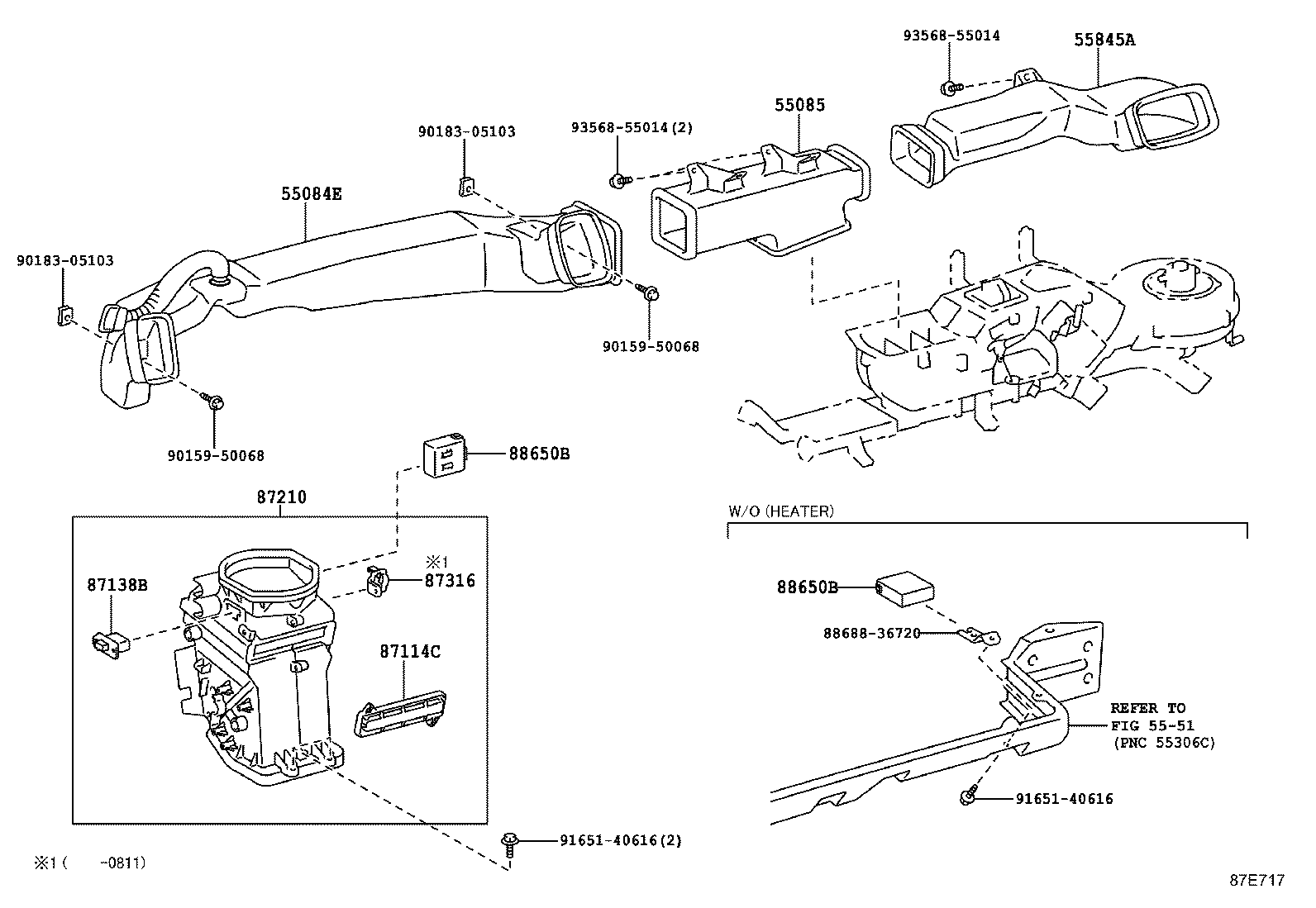 55085-36010 DUCT SUB-ASSY, HEATER TO REGISTER, NO.2 product image