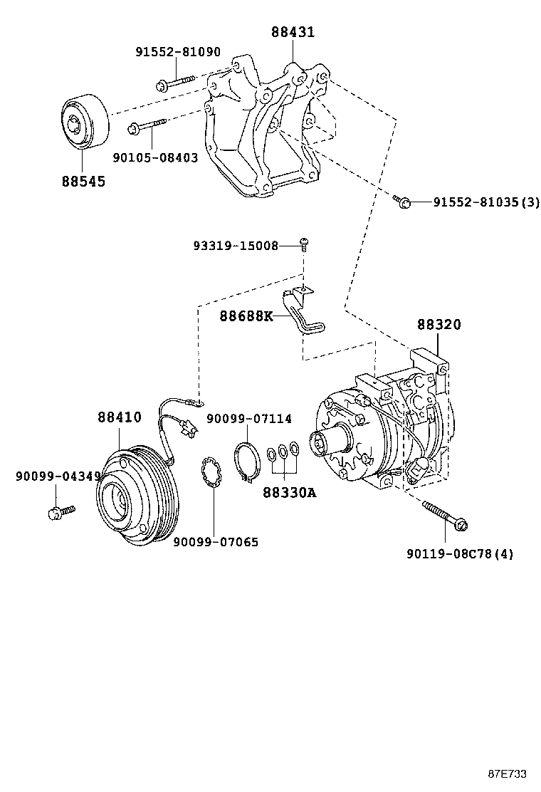 88431-0G010 BRACKET, COMPRESSOR MOUNTING, NO.1 product image