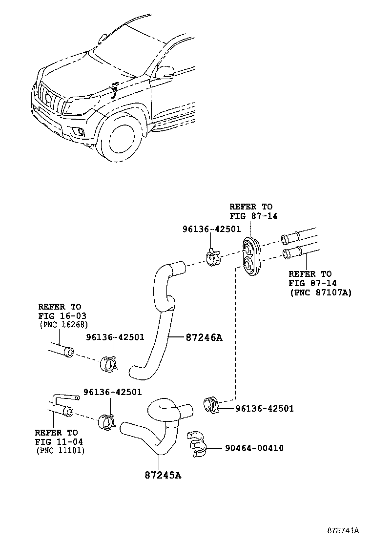 87245-0G090 HOSE, HEATER WATER, OUTLET A product image