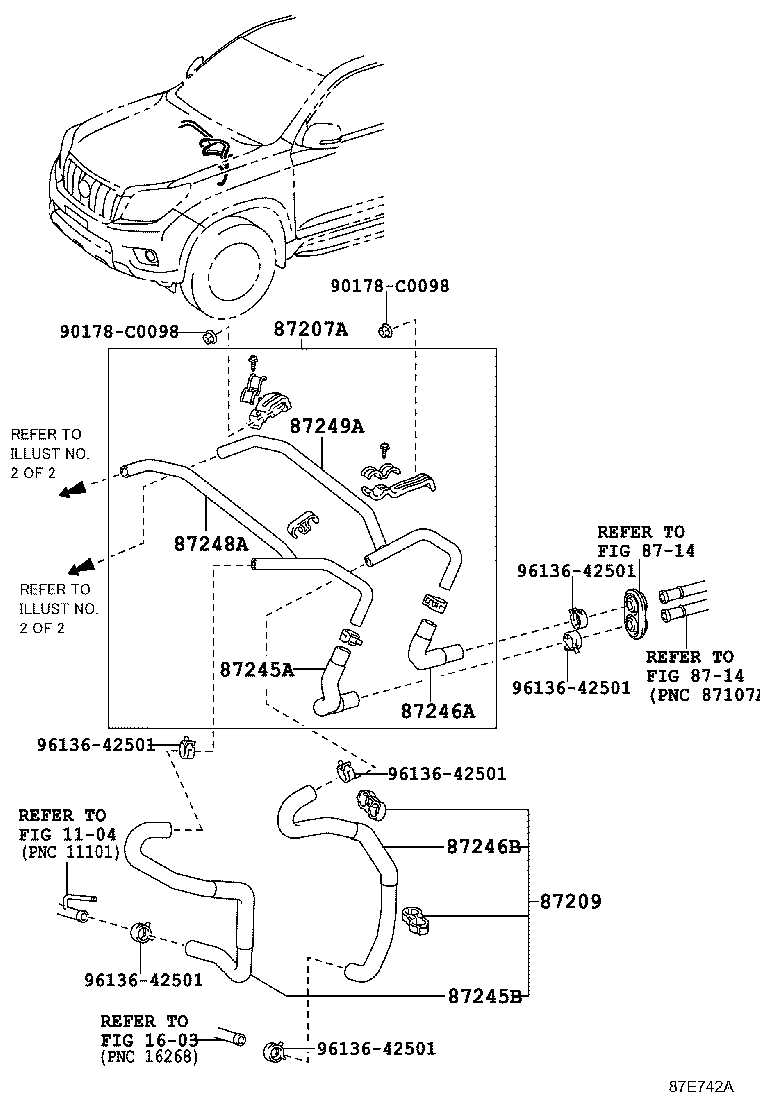 87245-0G090 HOSE, HEATER WATER, OUTLET A product image