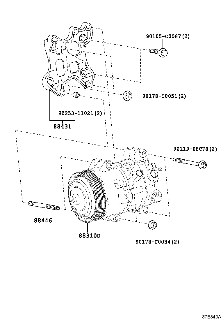 88310-0E150 COMPRESSOR ASSY, W/PULLEY product image
