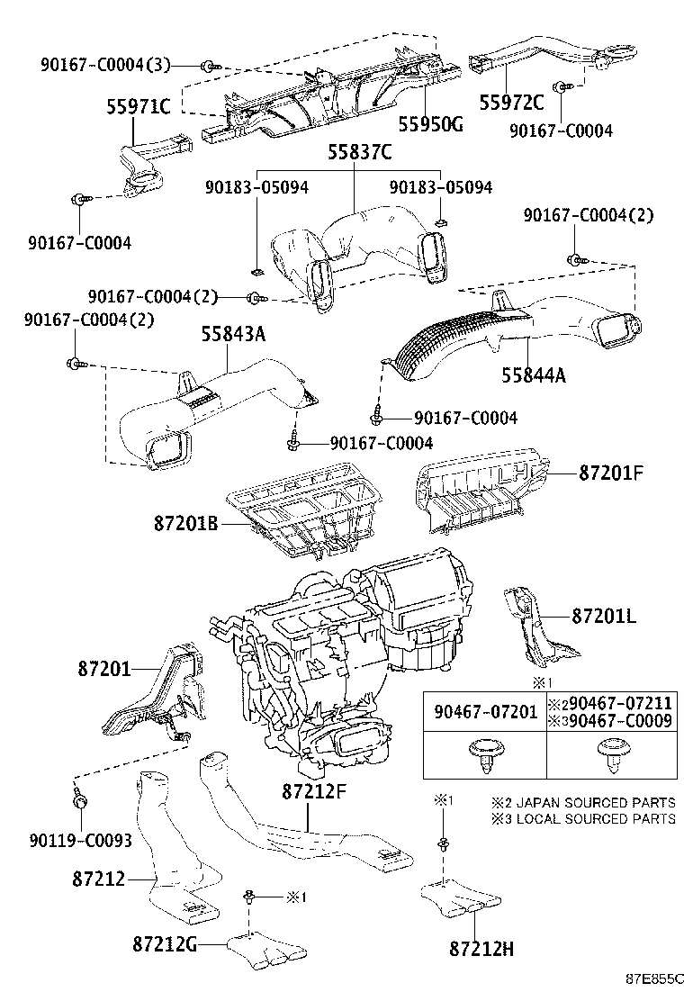 55843-0E080 DUCT, HEATER TO REGISTER, NO.1 product image