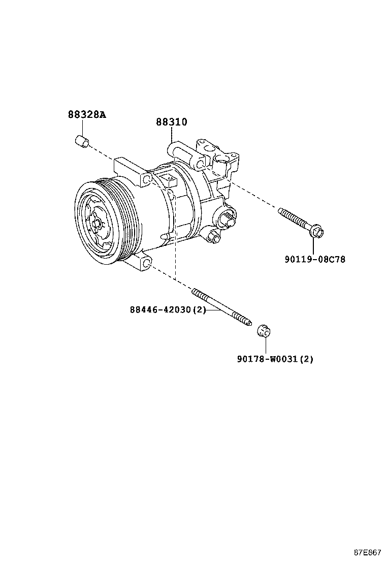 88310-02820 COMPRESSOR ASSY, W/PULLEY product image