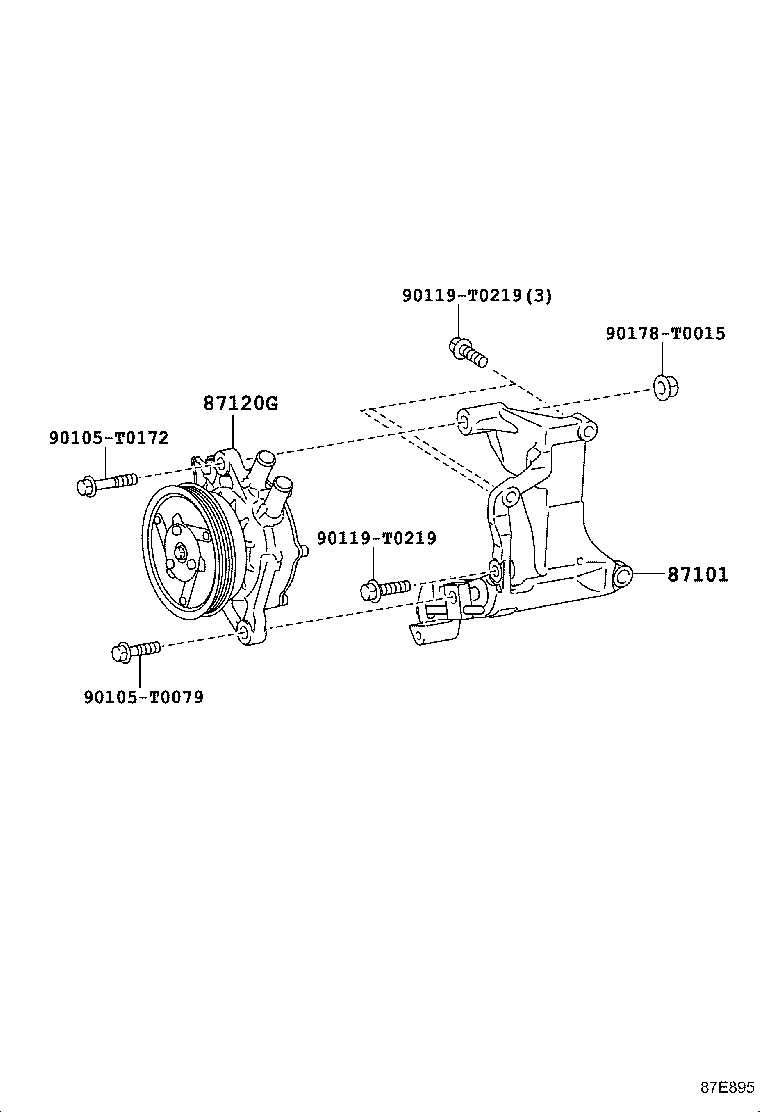 87101-0K060 BRACKET SUB-ASSY, VISCOUS HEATER NO.1 product image