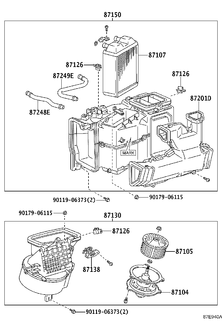 Toyota 87107-60330 UNIT SUB-ASSY, REAR HEATER