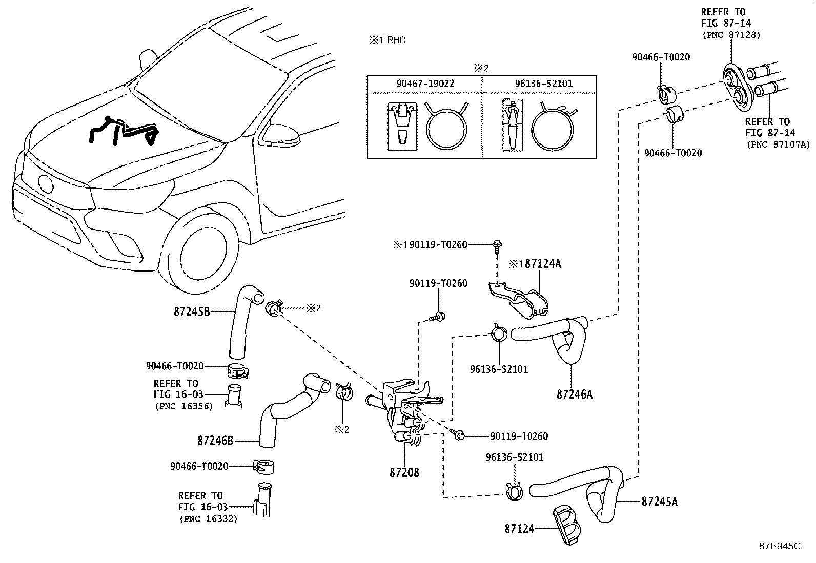 Toyota 87245-0KE02 HOSE, HEATER WATER, INLET A