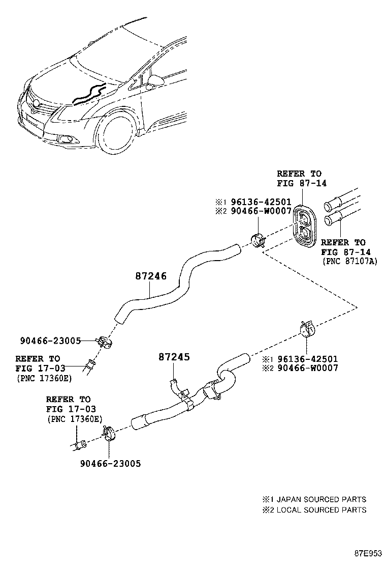 87245-05690 HOSE, HEATER WATER, INLET product image