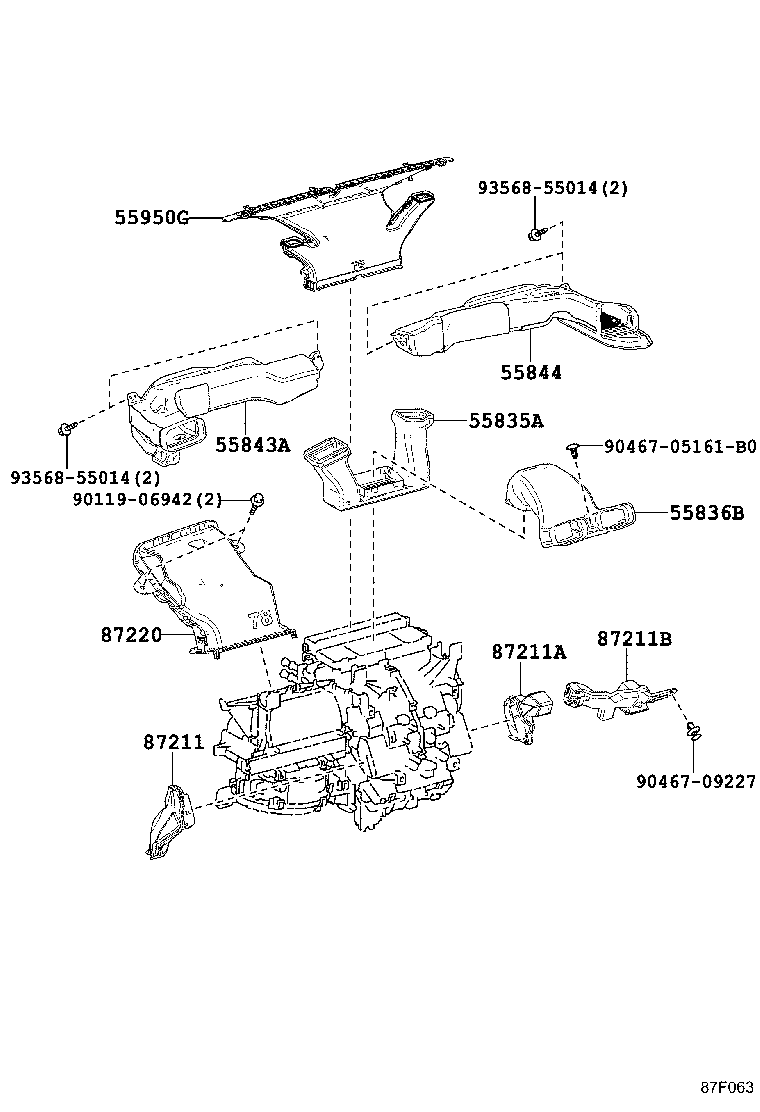 55835-52080 DUCT, HEATER TO REGISTER, CENTER product image