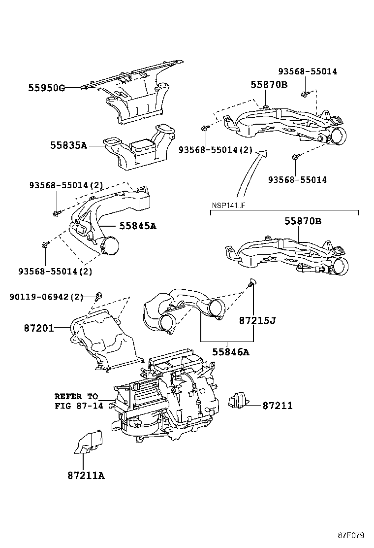 55830-52030 DUCT, HEATER TO REGISTER, CENTER product image