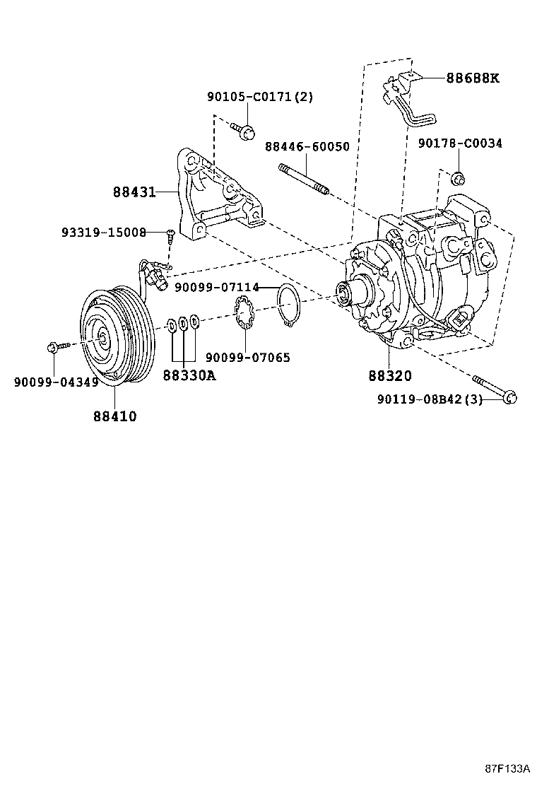88431-0G010 BRACKET, COMPRESSOR MOUNTING, NO.1 product image