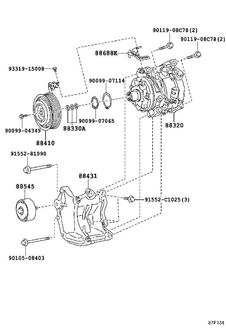 88431-0G010 BRACKET, COMPRESSOR MOUNTING, NO.1 product image