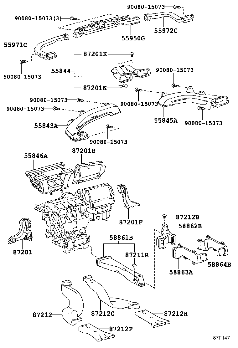 55840-06100 DUCT, HEATER TO REGISTER, NO.4 product image