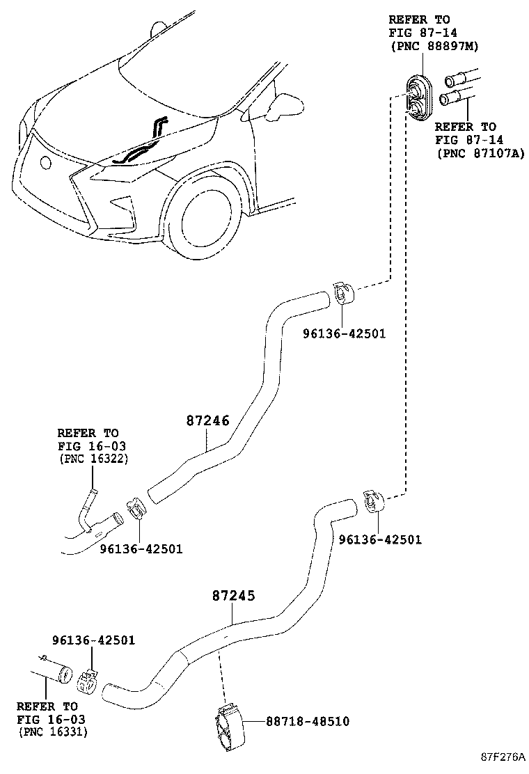 Toyota 87245-48F60 HOSE, HEATER WATER, INLET A