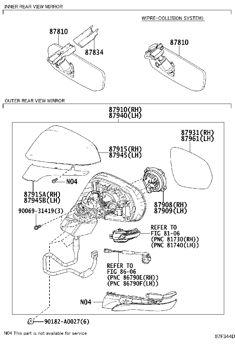 87931-78010 OUTER MIRROR, RH product image