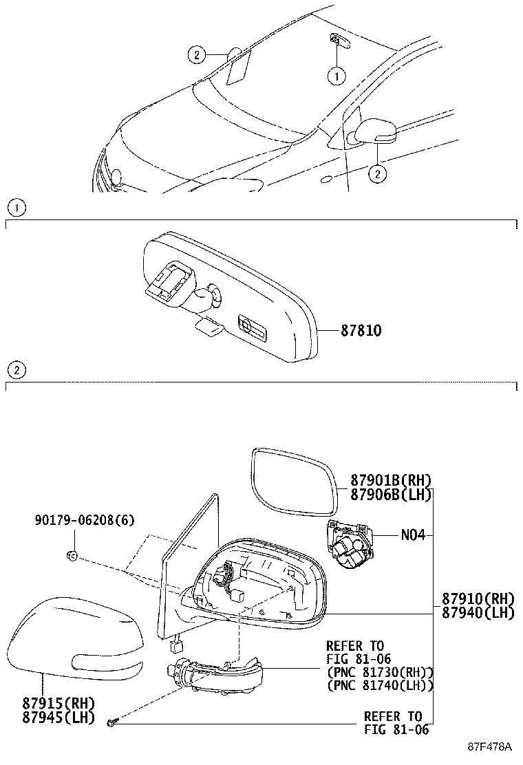87931-52A00 MIRROR SUB-ASSY, OUTER REAR VIEW, RH product image