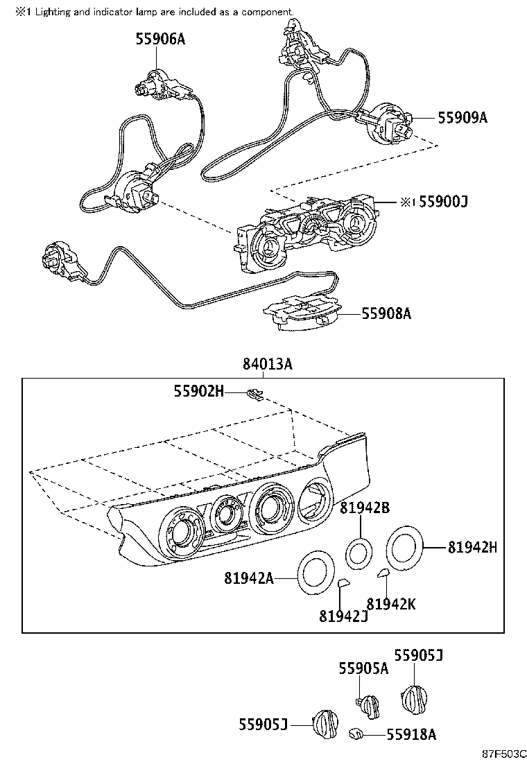 55908-0K080 CABLE SUB-ASSY, AIR INLET DAMPER CONTROL product image