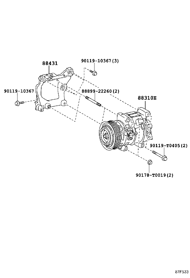 88310-0KA40 COMPRESSOR, W/MAGNET CLUTCH product image