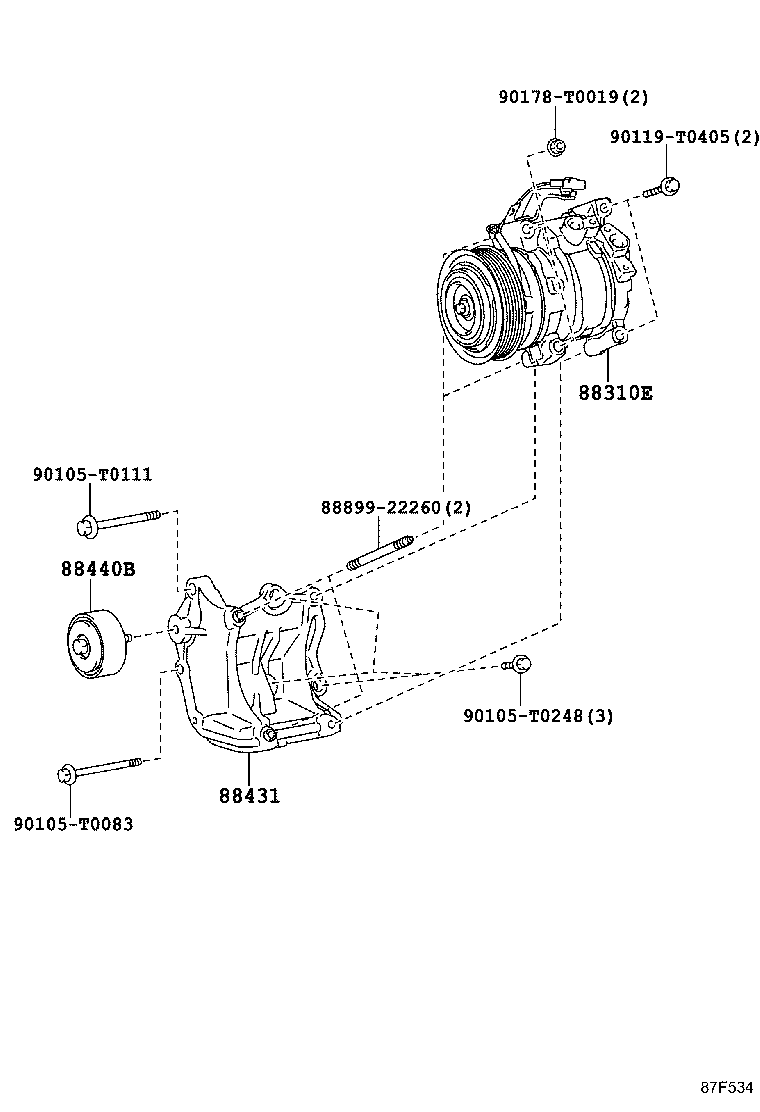 88310-0KA40 COMPRESSOR, W/MAGNET CLUTCH product image