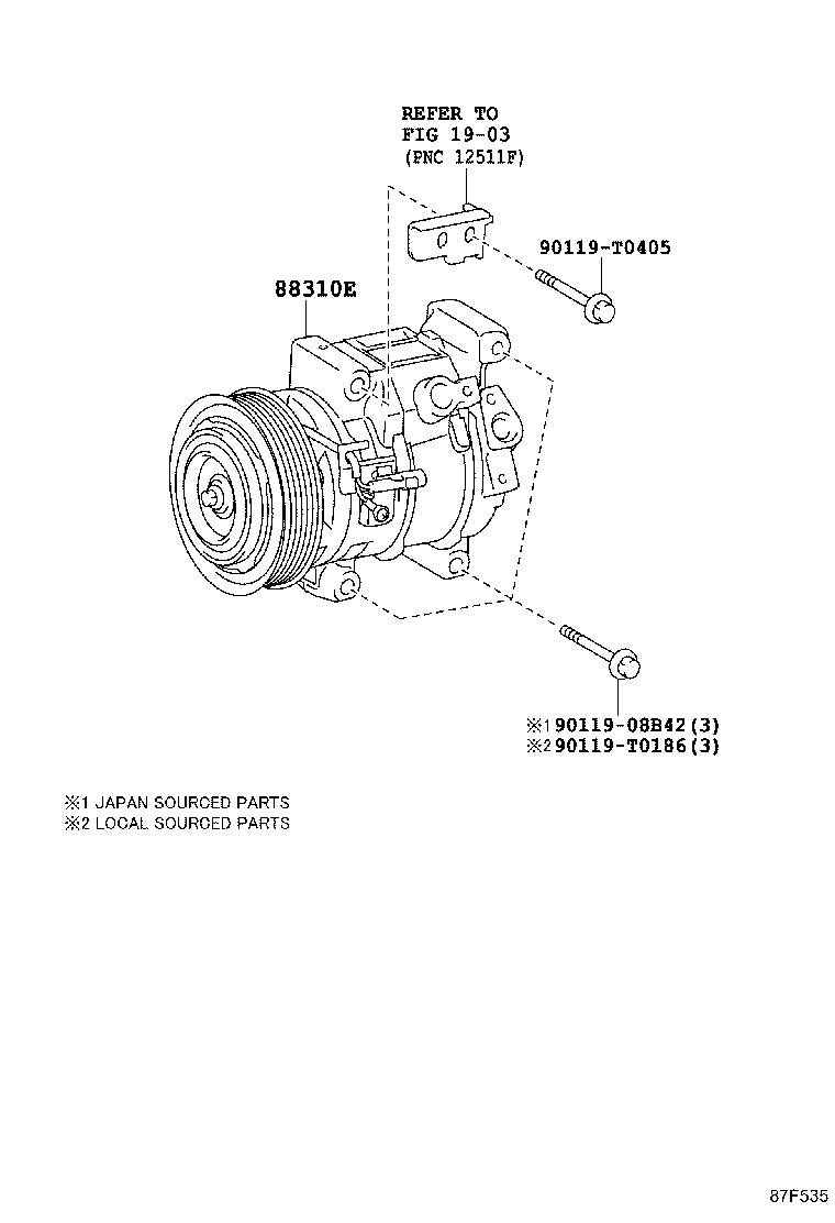 88310-0KA40 COMPRESSOR, W/MAGNET CLUTCH product image