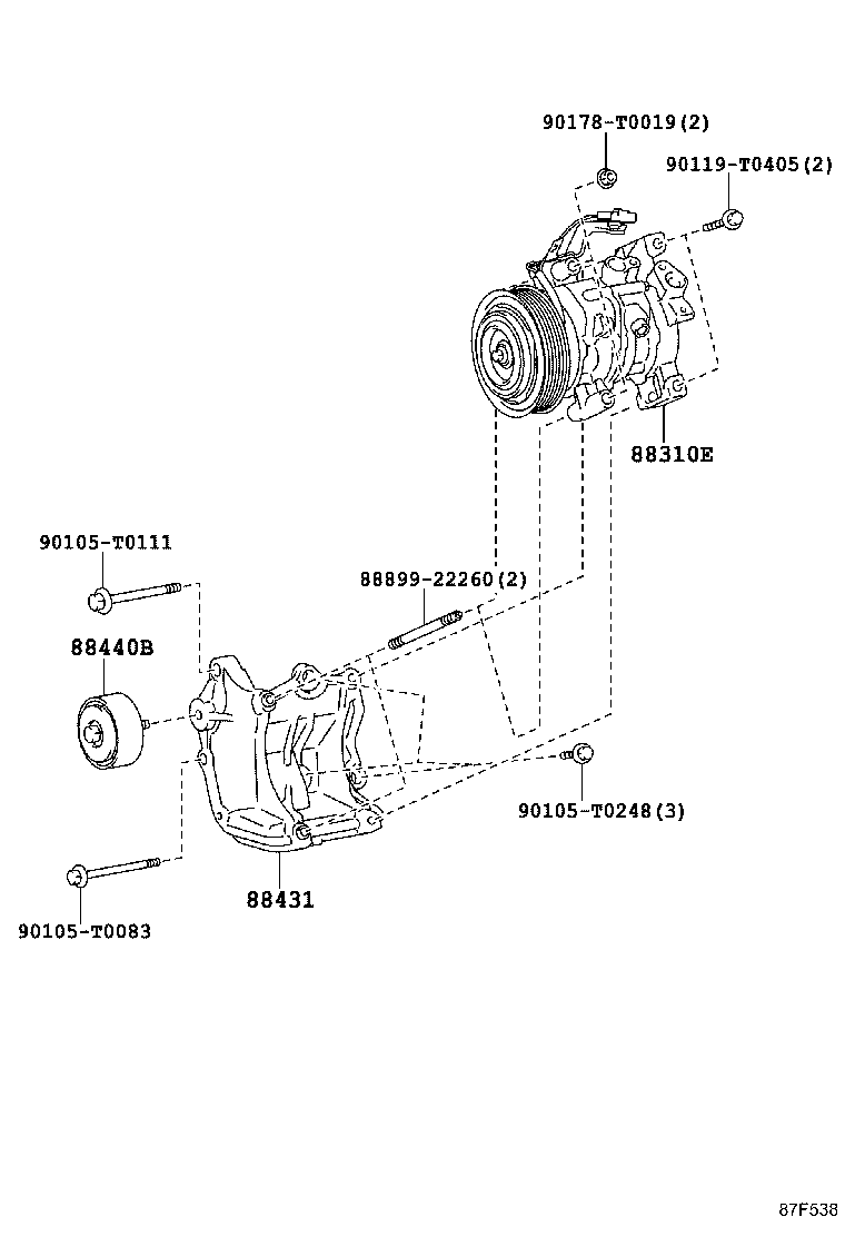 88310-0KA30 COMPRESSOR, W/MAGNET CLUTCH product image