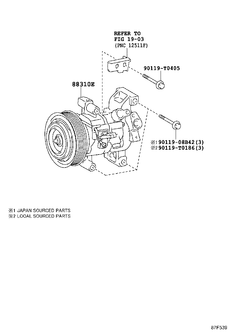 88310-0KA30 COMPRESSOR, W/MAGNET CLUTCH product image