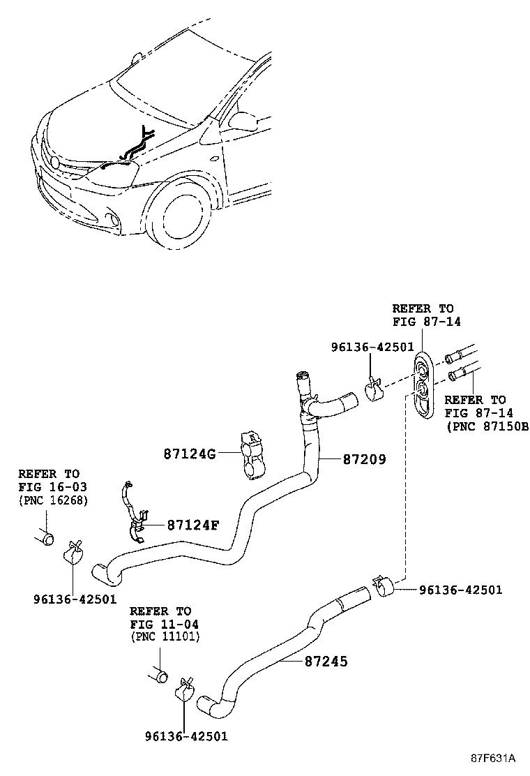 87124-0D090 CLAMP, HEATER HOSE, NO.1 product image