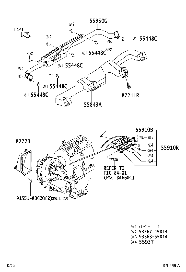 55843-B5020 DUCT, HEATER TO REGISTER, NO.1 product image