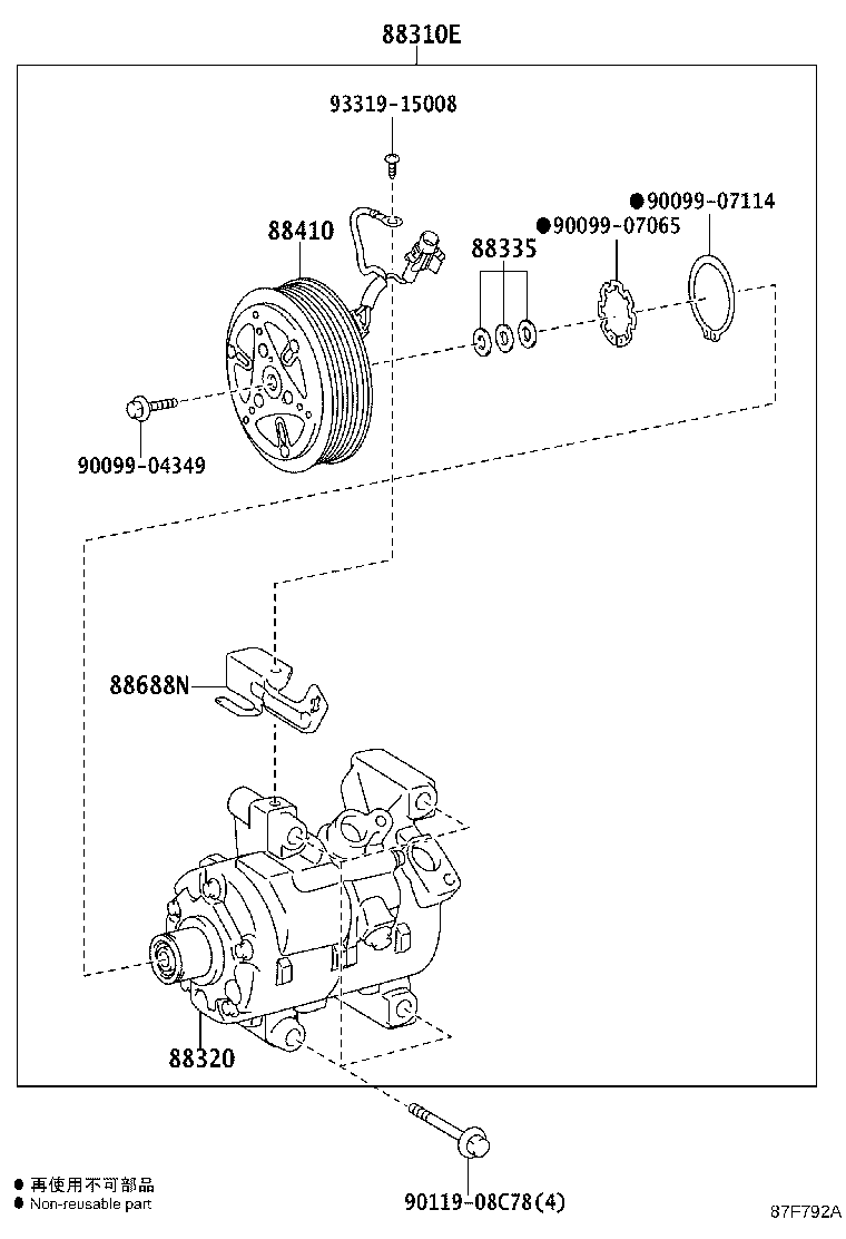 88310-0DA10 COMPRESSOR, W/MAGNET CLUTCH product image