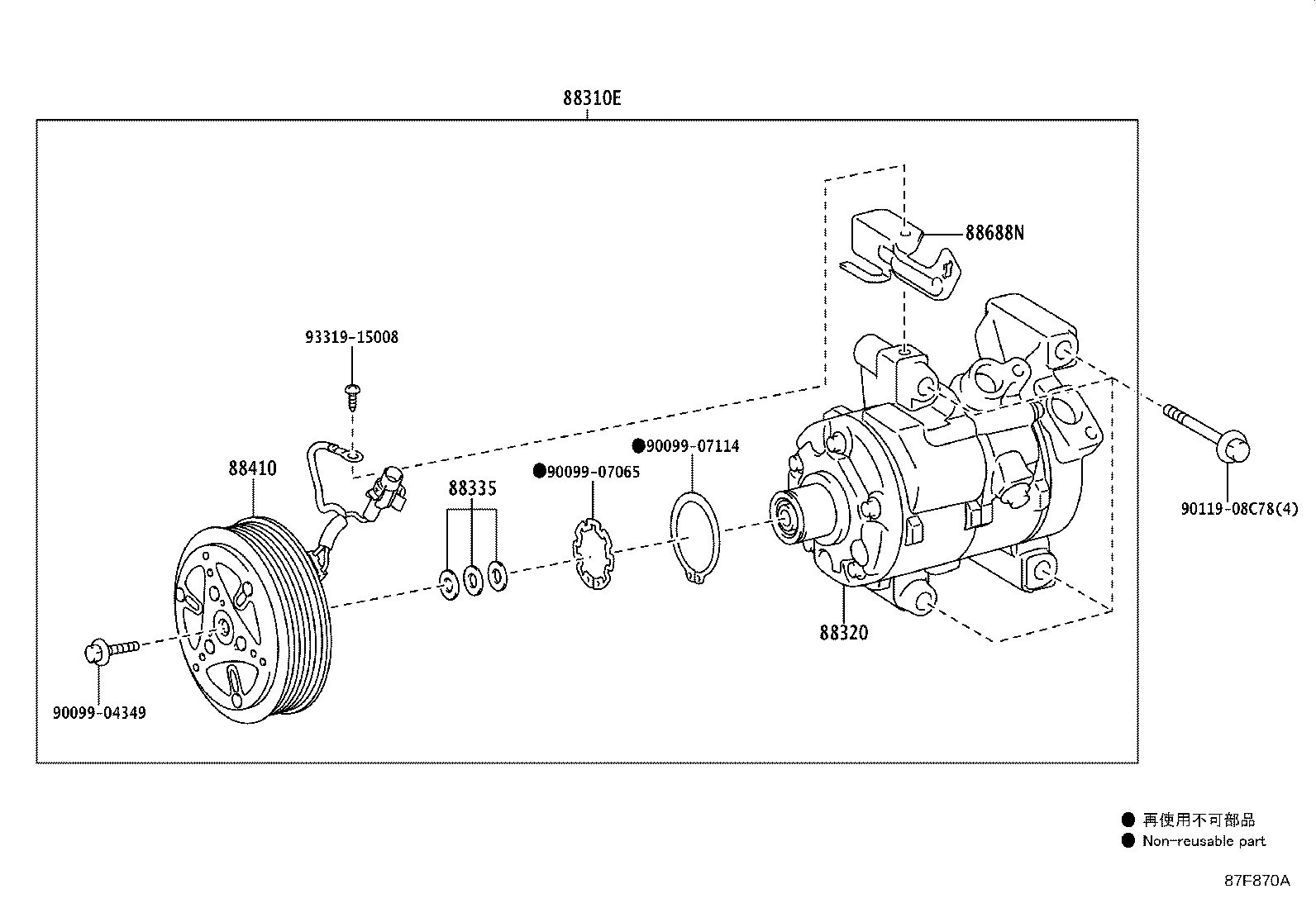 88310-0D440 COMPRESSOR, W/MAGNET CLUTCH product image
