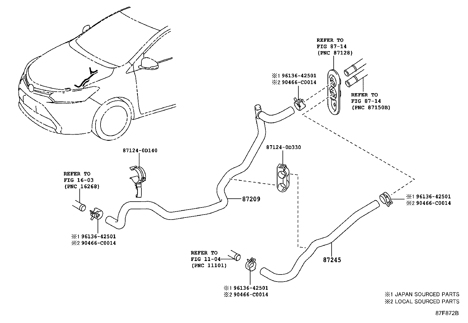 87245-0D640 HOSE, HEATER WATER, INLET product image
