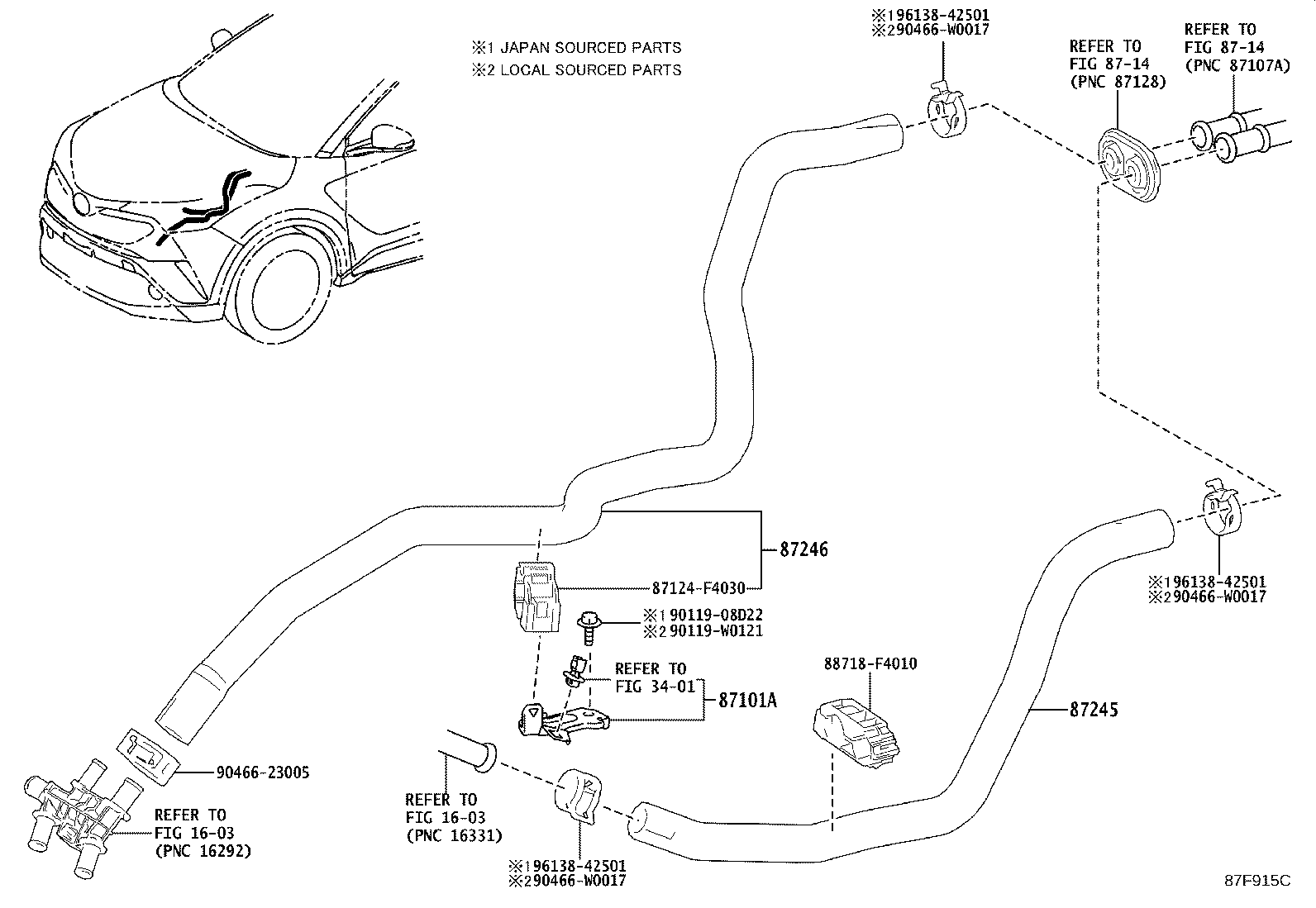 Toyota 87121-F4010 BRACKET SUB-ASSY, HEATER NO.1