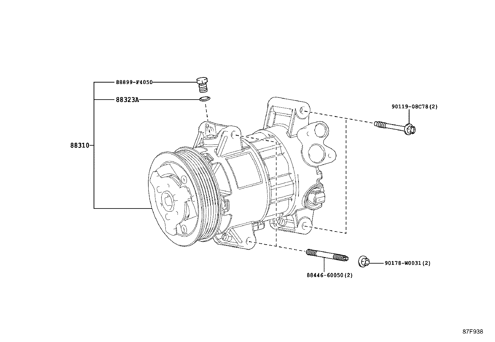 88310-F4010 COMPRESSOR ASSY, W/PULLEY product image