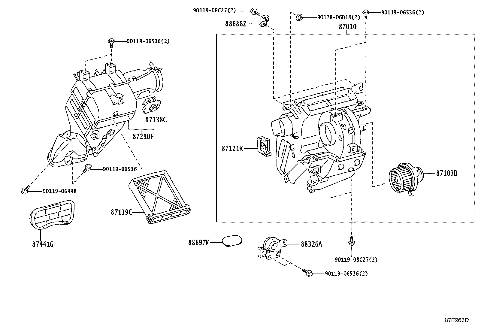 87103-37050 MOTOR SUB-ASSY, BLOWER W/FAN product image