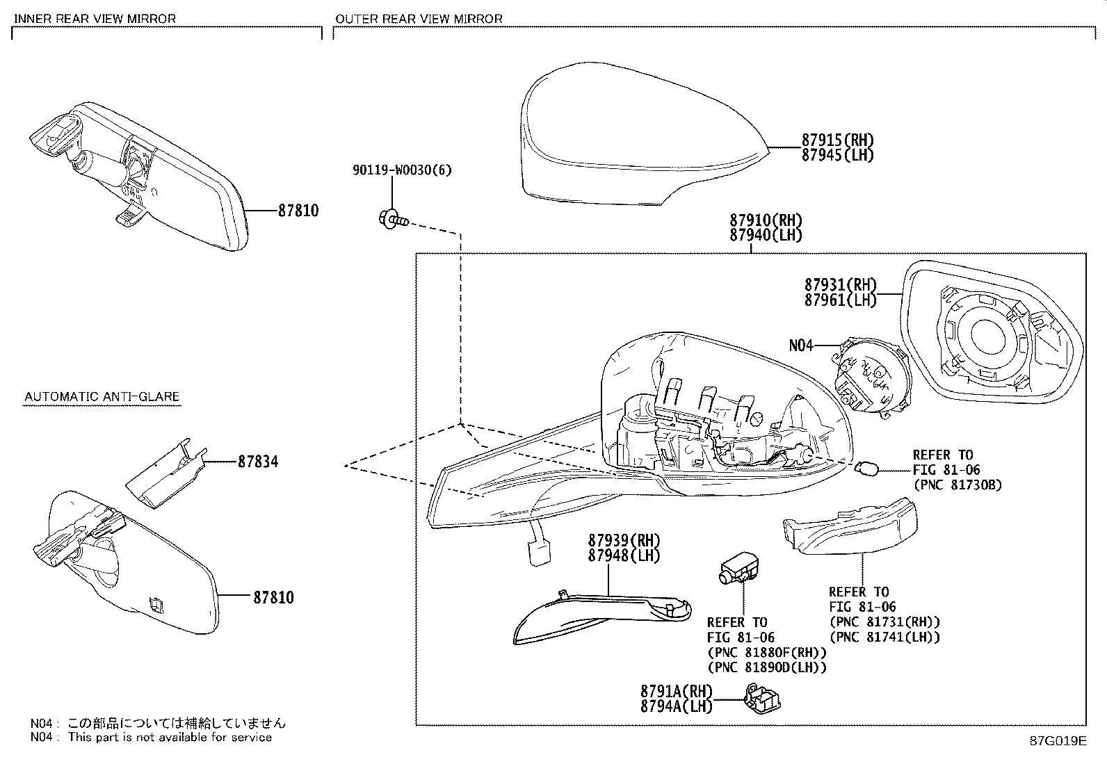 87931-F4190 OUTER MIRROR, RH product image