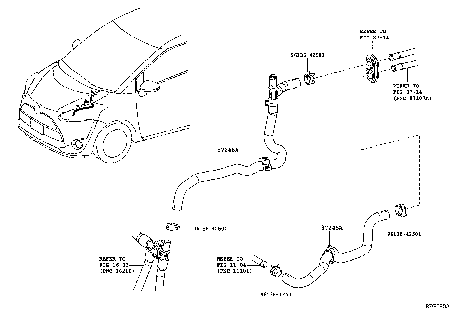 87209-0D650 HOSE, HEATER WATER, OUTLET A product image