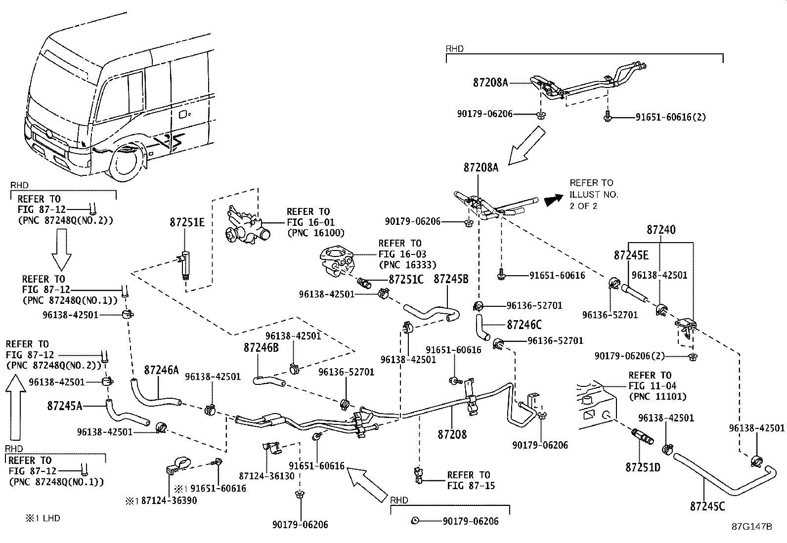 87208-36E80 PIPE SUB-ASSY, HEATER WATER, A product image