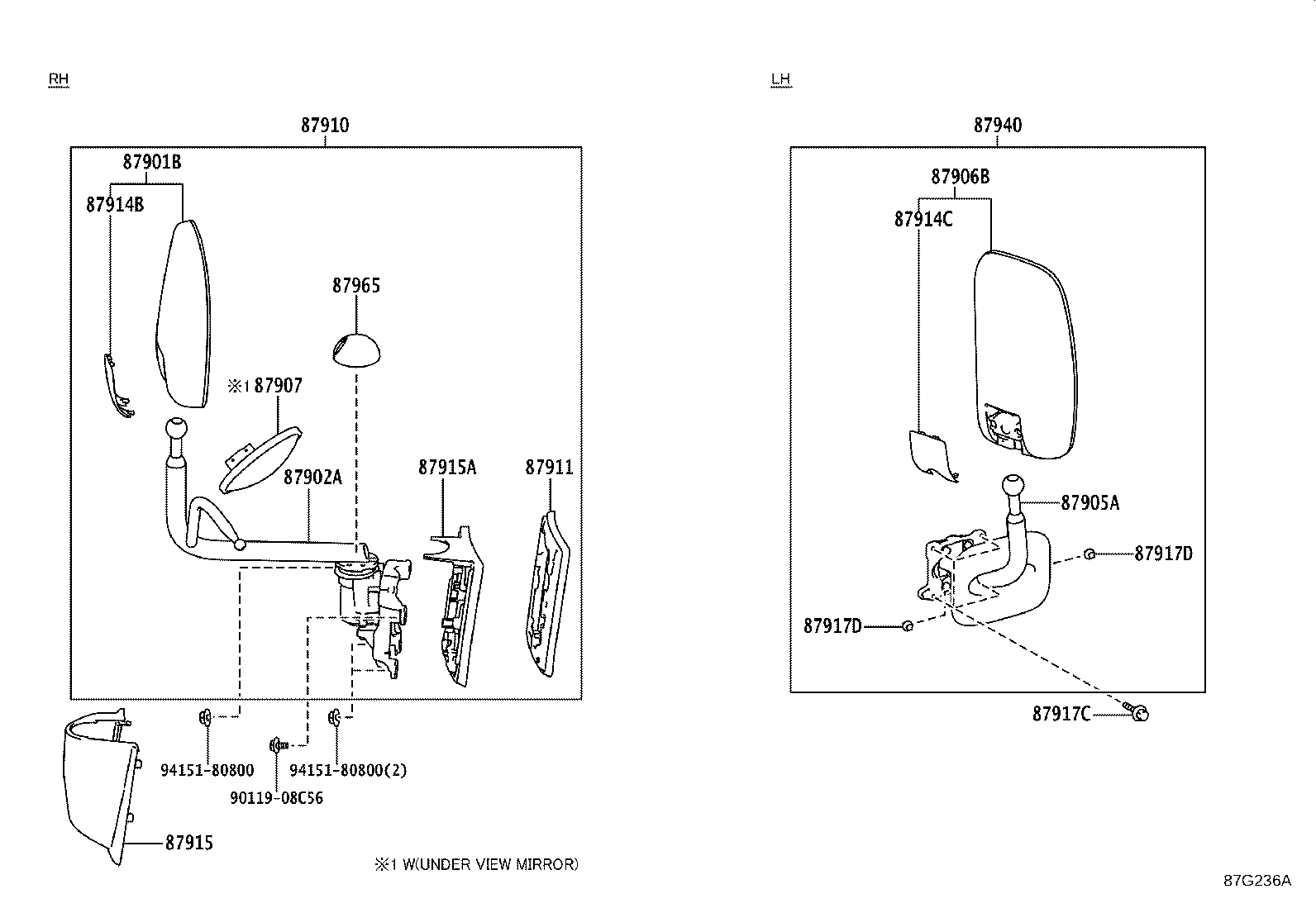 87902-36142 ARM SUB-ASSY, OUTER REAR VIEW MIRROR, RH product image