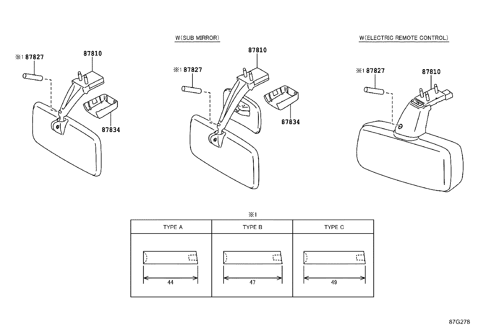 87902-36142 ARM SUB-ASSY, OUTER REAR VIEW MIRROR, RH product image