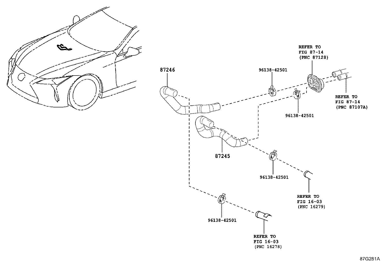 Toyota 87245-11010 HOSE, HEATER WATER, INLET