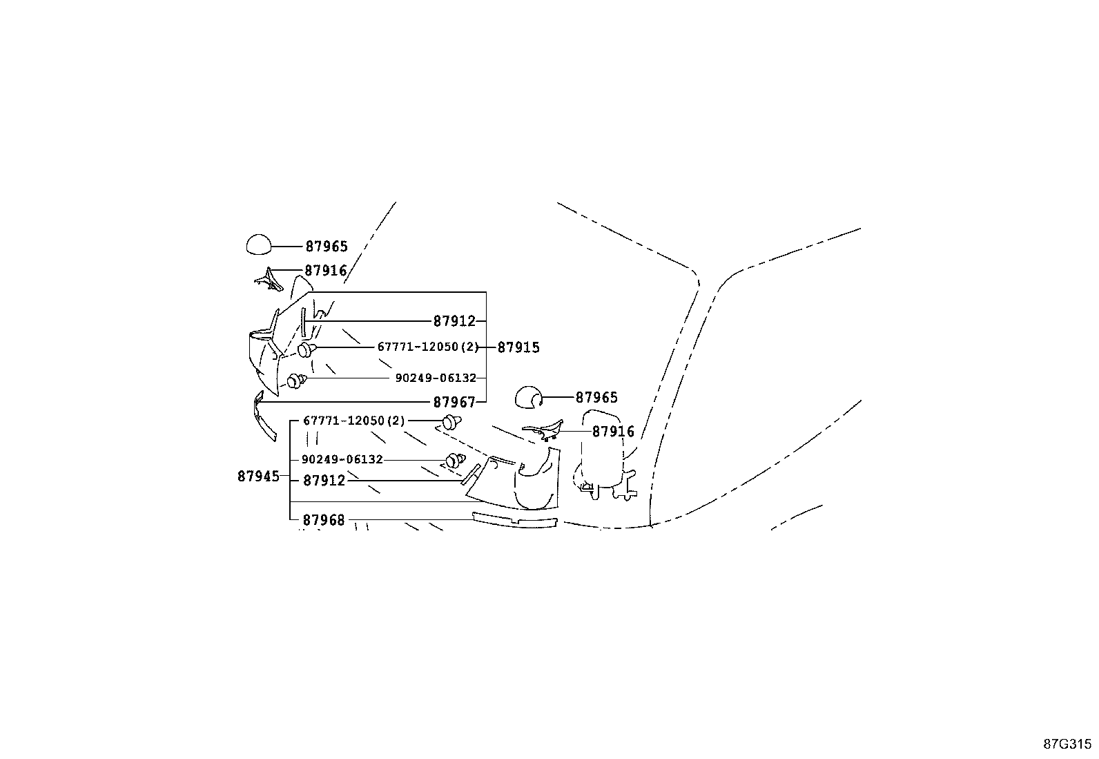 87093-37401 STAY SUB-ASSY, OUTER REAR VIEW MIRROR, RH product image