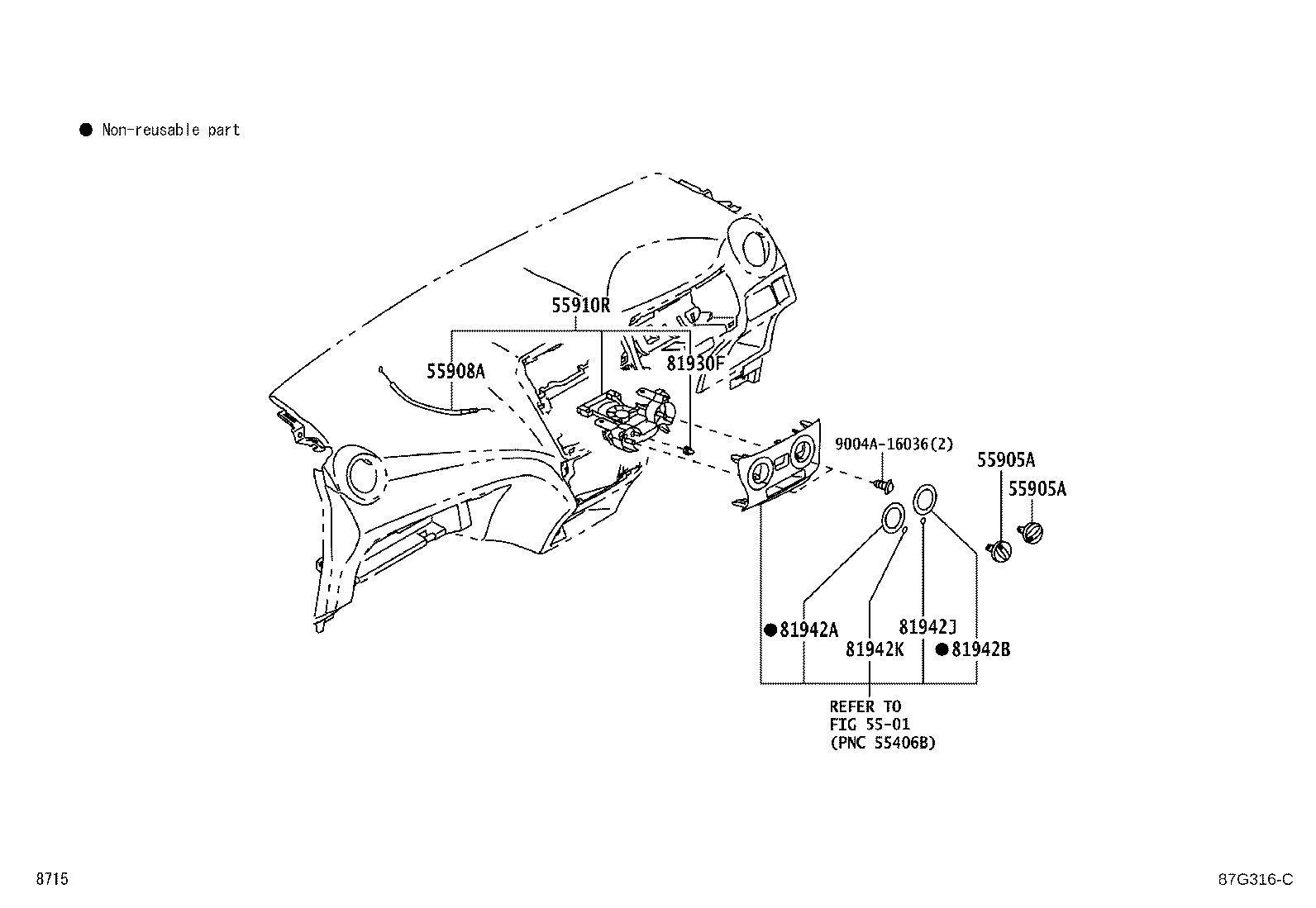 55907-BZ040 CABLE SUB-ASSY, TEMPERATURE DAMPER CONTROL product image