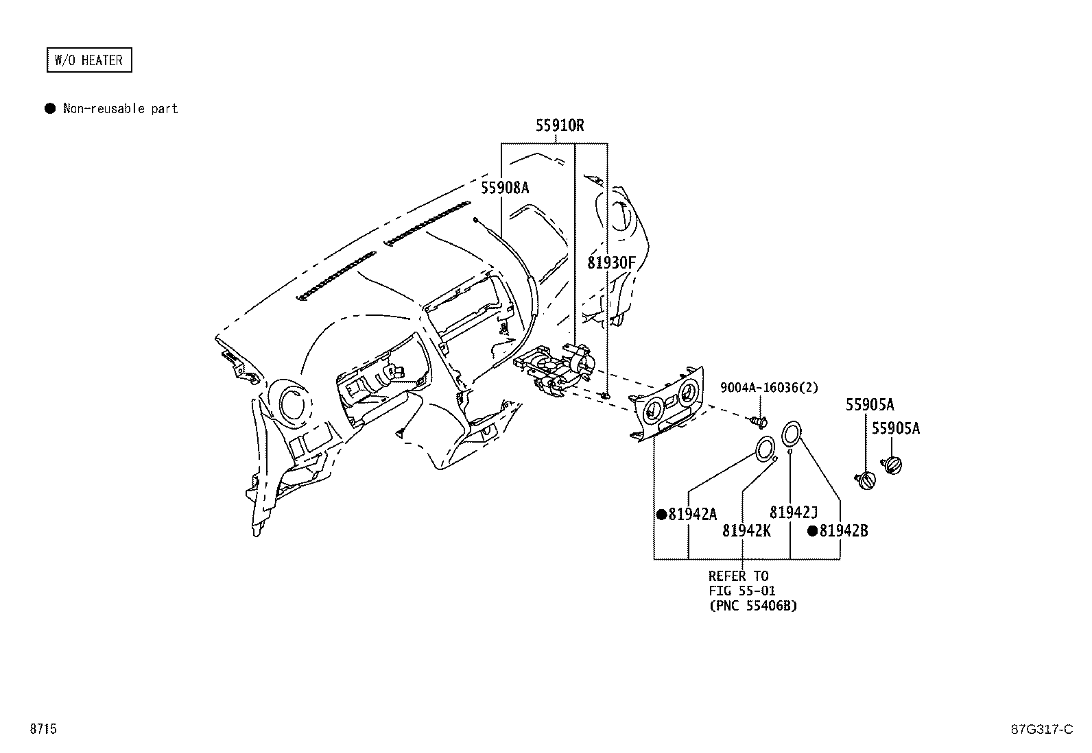 55907-BZ040 CABLE SUB-ASSY, TEMPERATURE DAMPER CONTROL product image