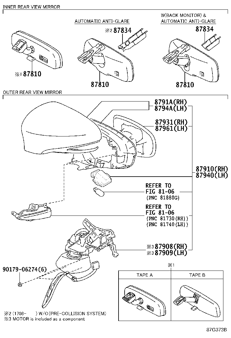 87961-76040 MIRROR OUTER, LH product image