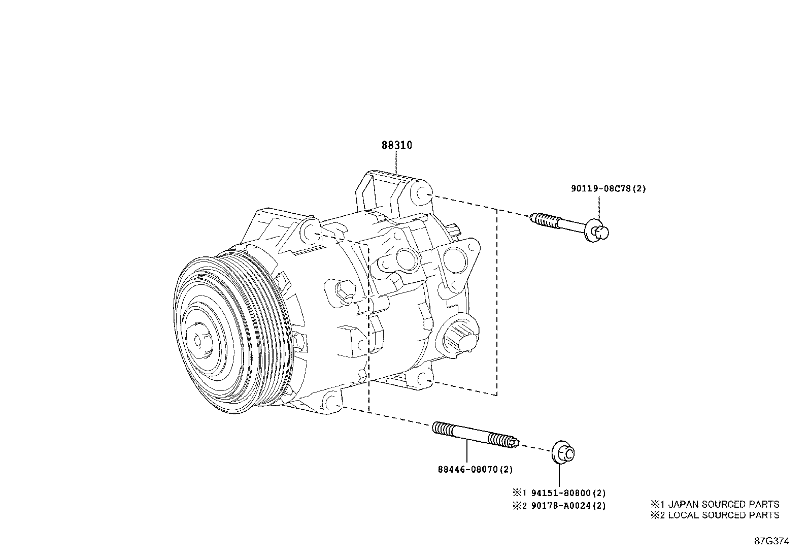 88310-06570 COMPRESSOR ASSY, W/PULLEY product image